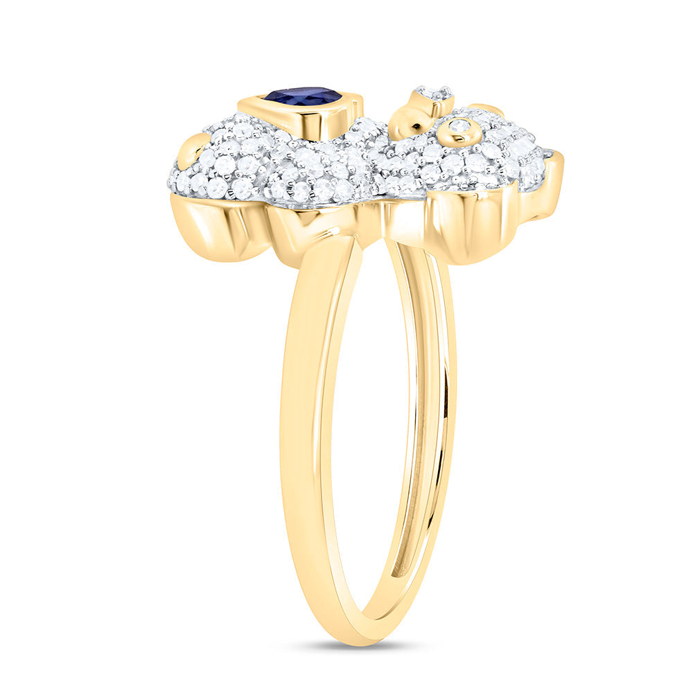 1/2CTW-NAT DIA NK 4MM HS-BS NAT GEM HEART TEDDY BEAR RING Daisy Joyeria