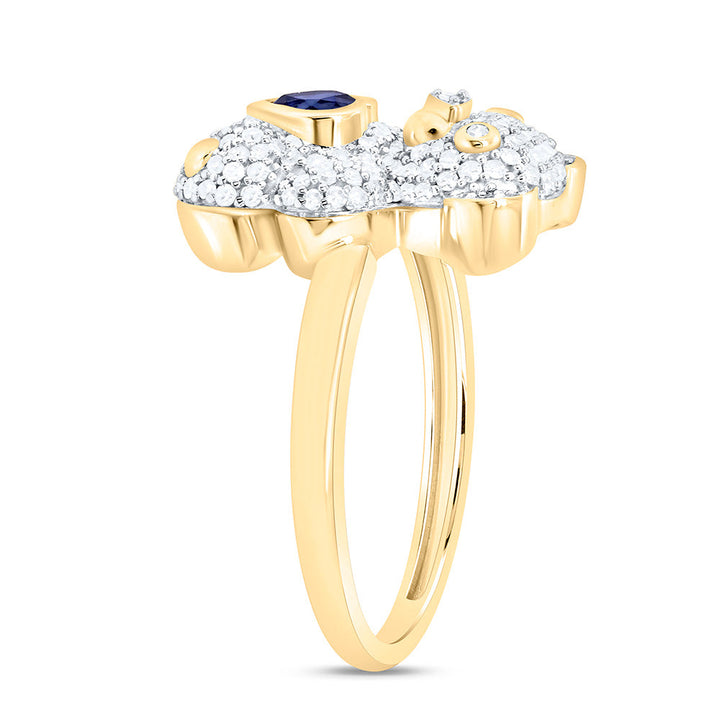 1/2CTW-NAT DIA NK 4MM HS-BS NAT GEM HEART TEDDY BEAR RING Daisy Joyeria