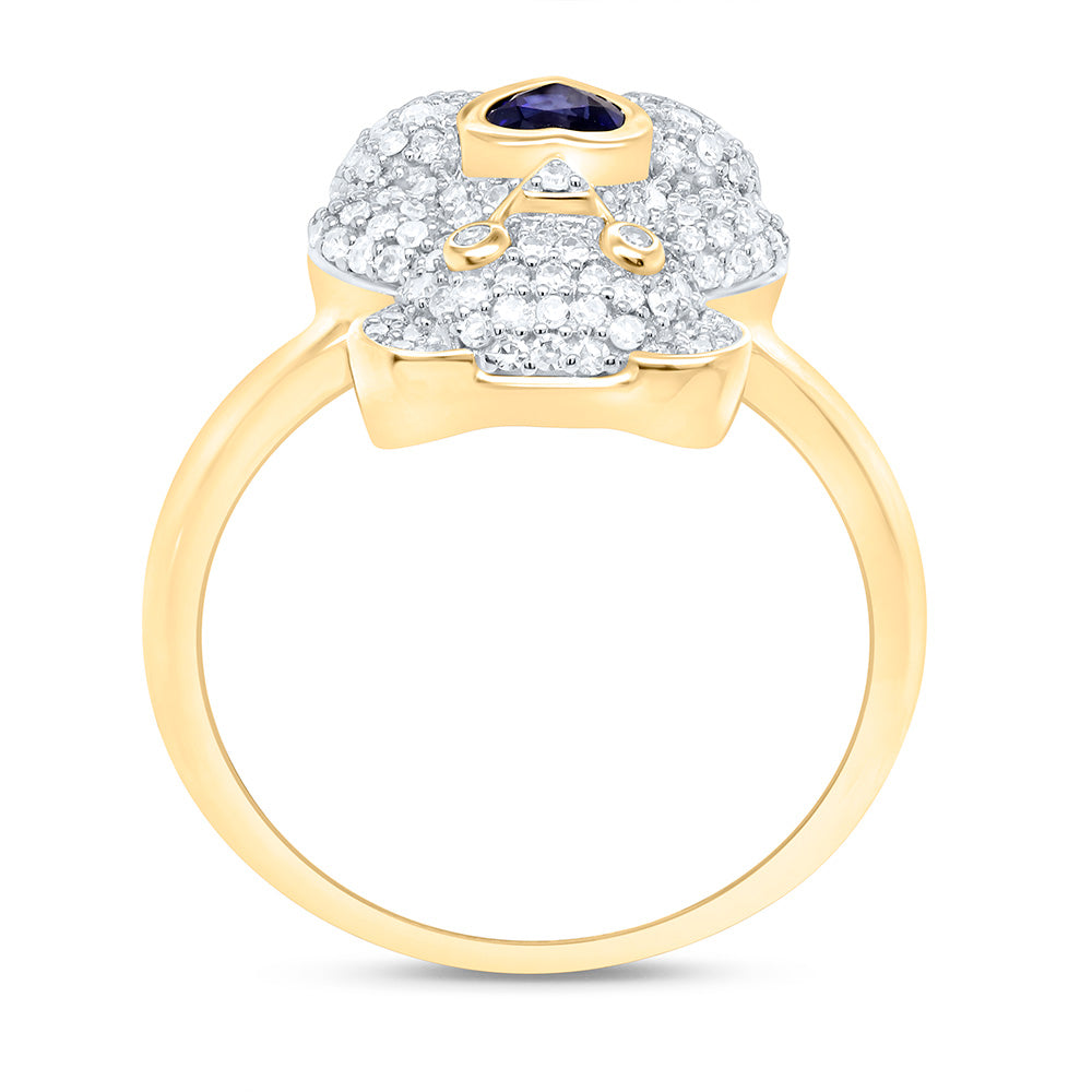 1/2CTW-NAT DIA NK 4MM HS-BS NAT GEM HEART TEDDY BEAR RING Daisy Joyeria