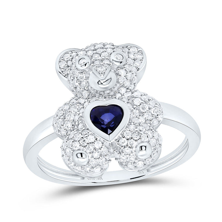 1/2CTW-NAT DIA NK 4MM HS-BS NAT GEM HEART TEDDY BEAR RING Daisy Joyeria