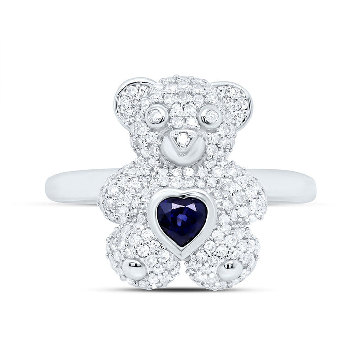 1/2CTW-NAT DIA NK 4MM HS-BS NAT GEM HEART TEDDY BEAR RING Daisy Joyeria