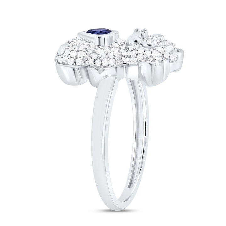 1/2CTW-NAT DIA NK 4MM HS-BS NAT GEM HEART TEDDY BEAR RING Daisy Joyeria
