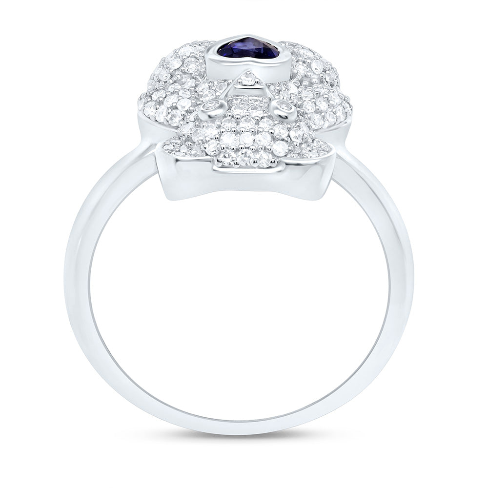 1/2CTW-NAT DIA NK 4MM HS-BS NAT GEM HEART TEDDY BEAR RING Daisy Joyeria
