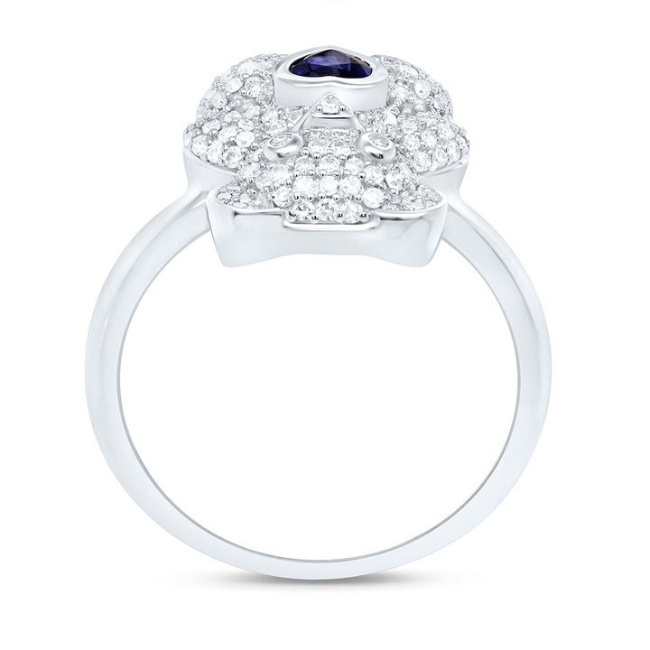 1/2CTW-NAT DIA NK 4MM HS-BS NAT GEM HEART TEDDY BEAR RING Daisy Joyeria