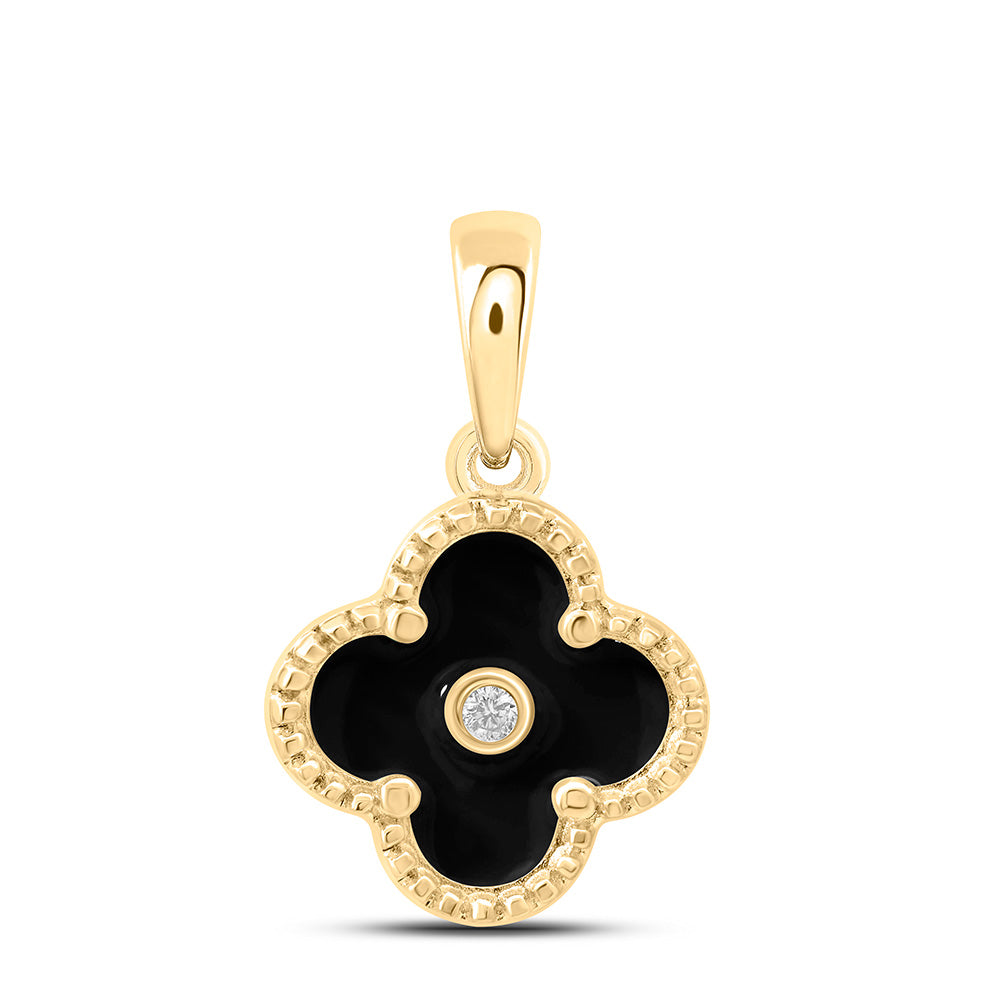 0.012CTW-NAT DIA NK GIFT CLOVER PENDANT Daisy Joyeria