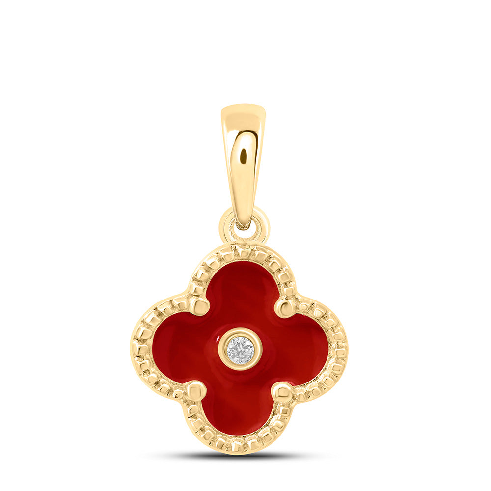 0.012CTW-NAT DIA NK GIFT CLOVER PENDANT Daisy Joyeria