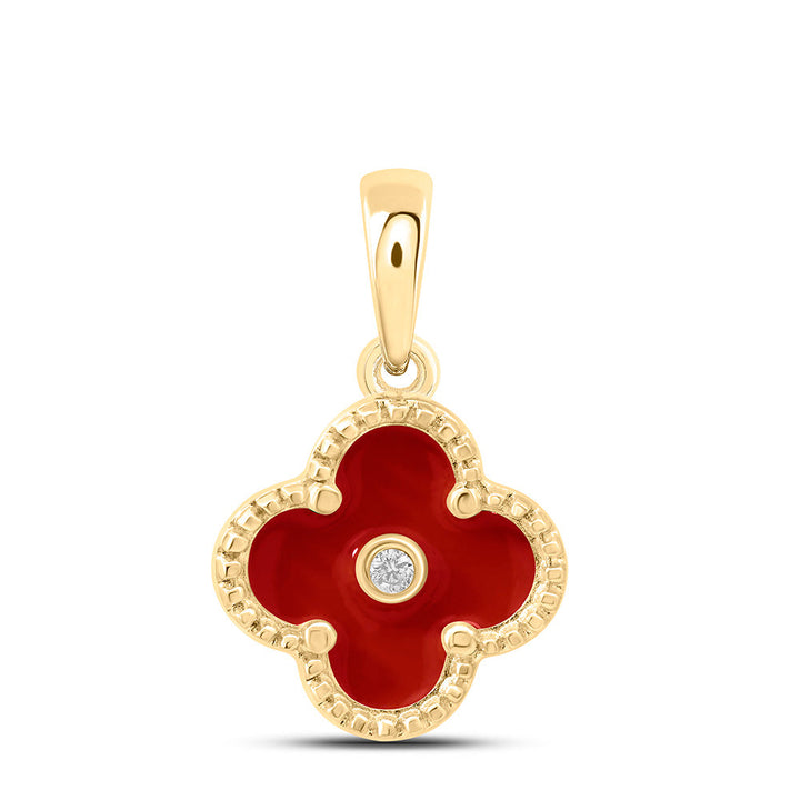 0.012CTW-NAT DIA NK GIFT CLOVER PENDANT Daisy Joyeria