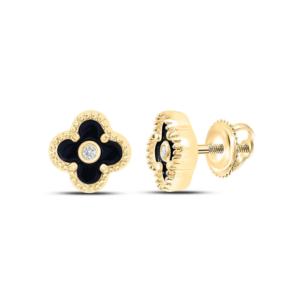 0.016CTW-NAT DIA NK GIFT CLOVER EARRING Daisy Joyeria