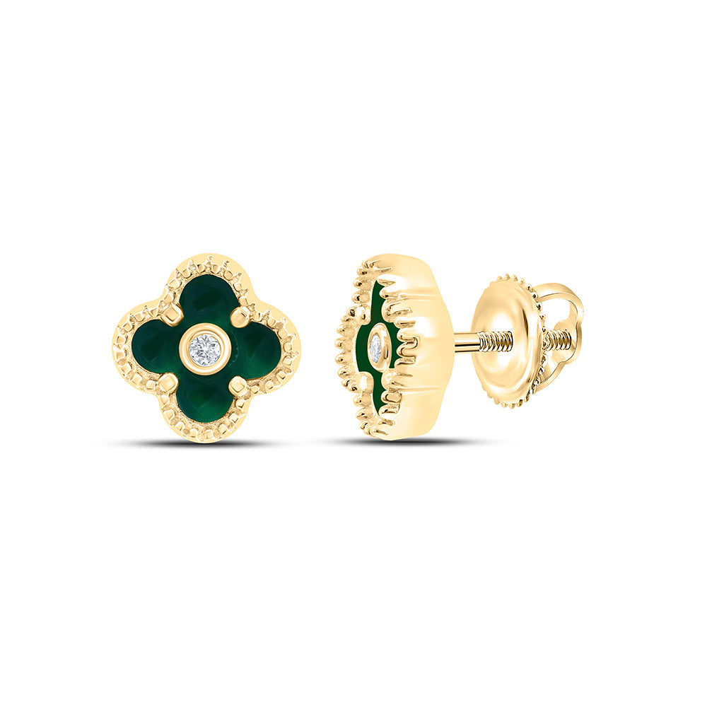0.016CTW-NAT DIA NK GIFT CLOVER EARRING Daisy Joyeria