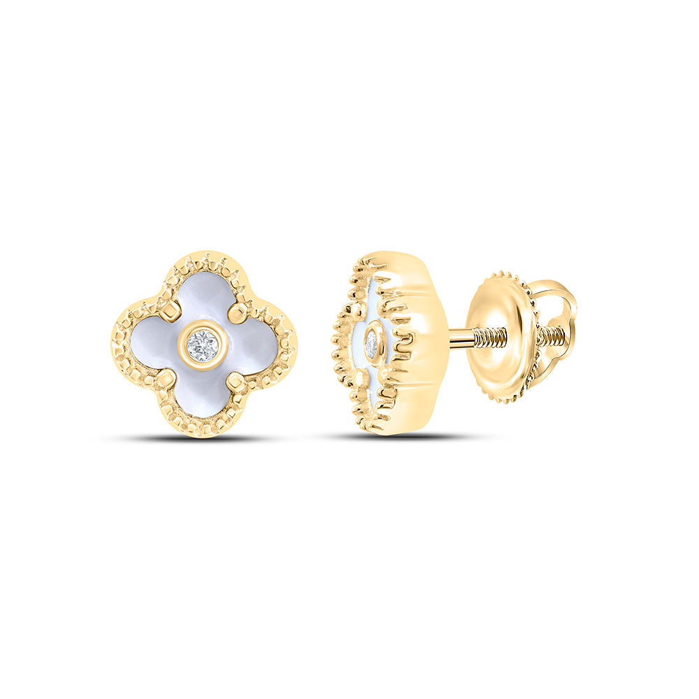 0.016CTW-NAT DIA NK GIFT CLOVER EARRING Daisy Joyeria