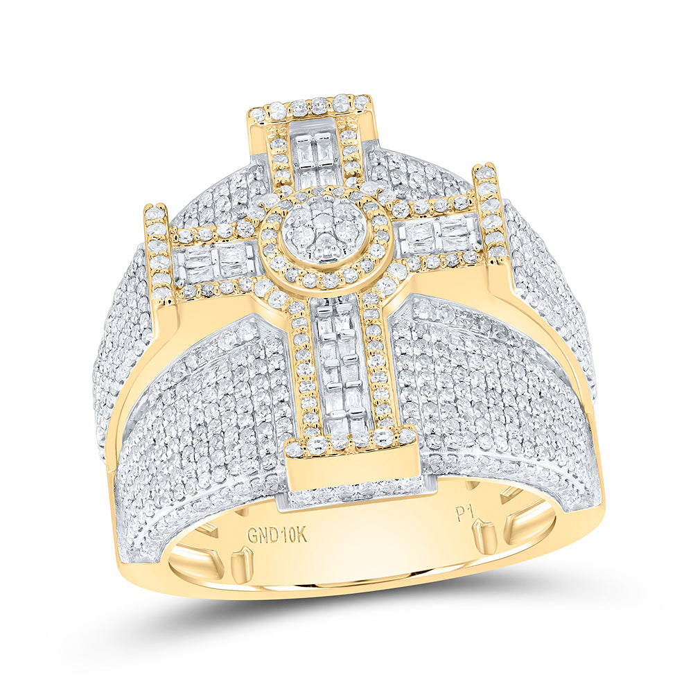 2 1/4CTW-NAT DIA P1 CROSS MENS RING Daisy Joyeria