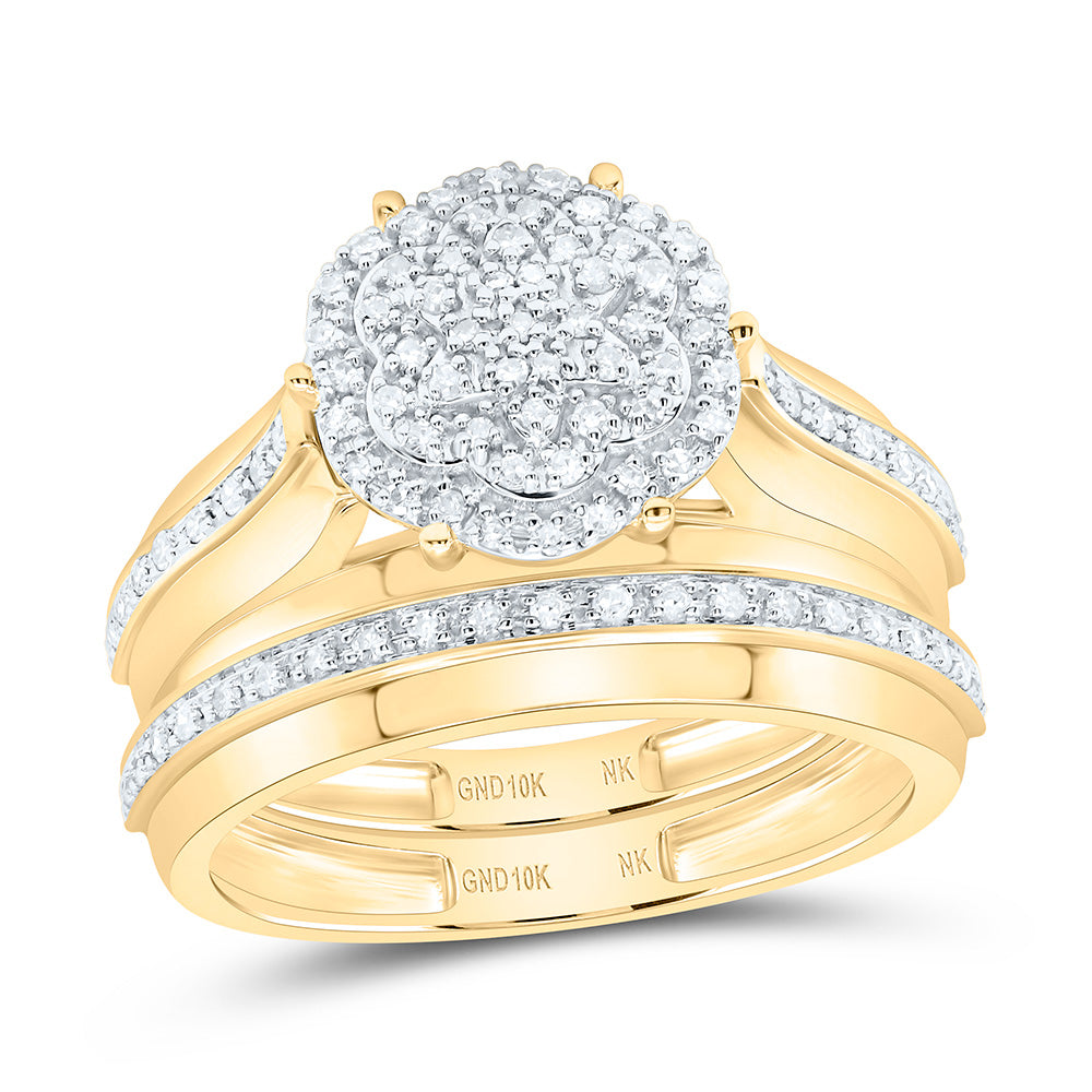 1/2CTW-NAT DIA NK FASHION FLOWER TRIO SET Daisy Joyeria