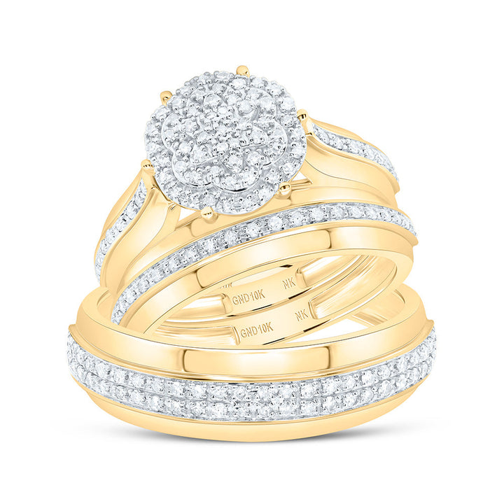 1/2CTW-NAT DIA NK FASHION FLOWER TRIO SET Daisy Joyeria