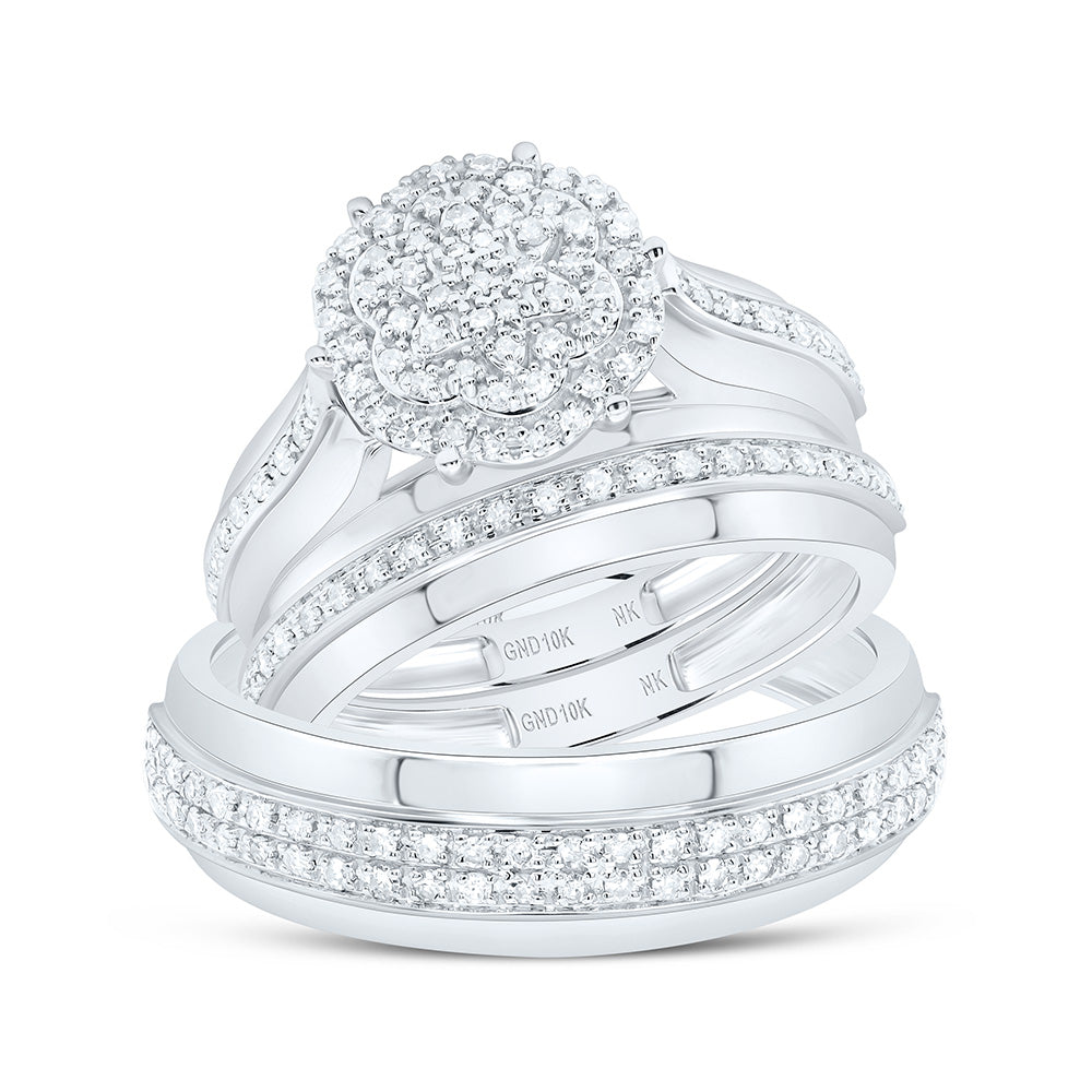 1/2CTW-NAT DIA NK FASHION FLOWER TRIO SET Daisy Joyeria