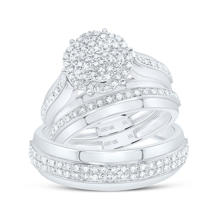 1/2CTW-NAT DIA NK FASHION FLOWER TRIO SET Daisy Joyeria