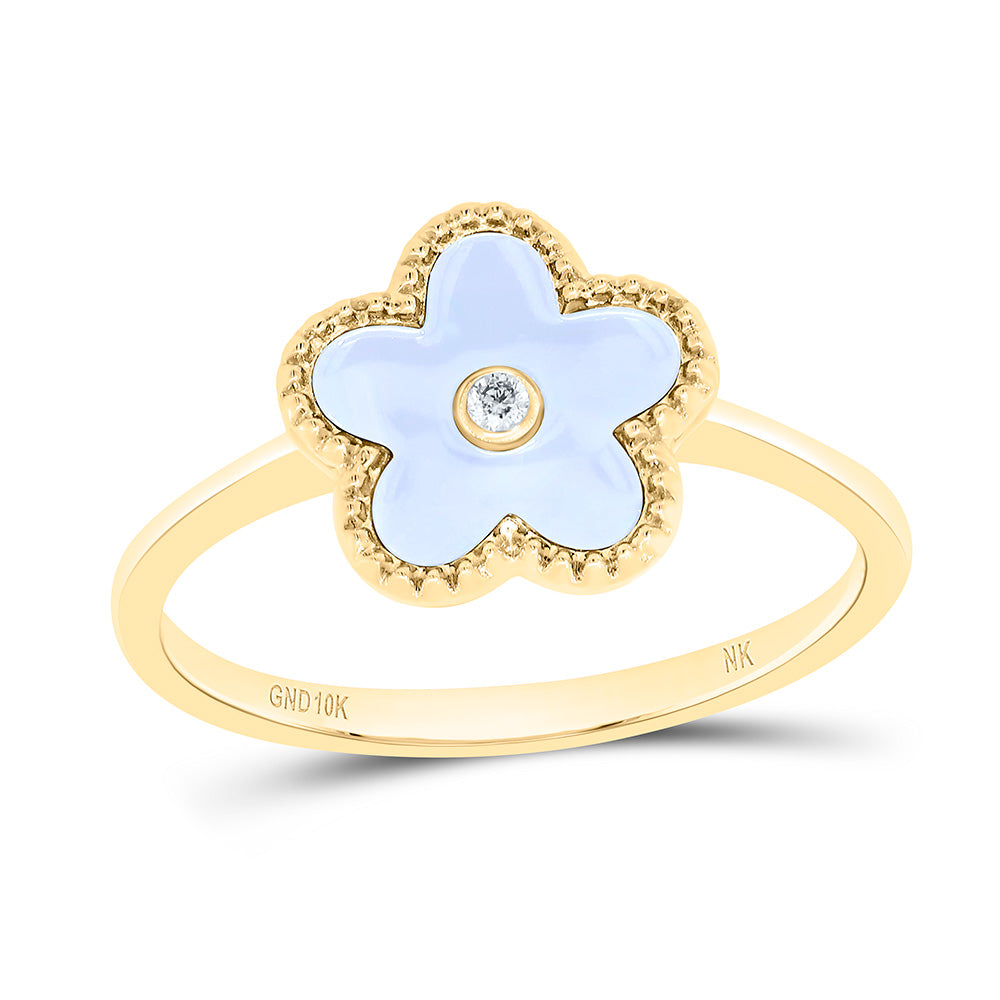 0.012CTW-NAT DIA NK GIFT FLOWER RING Daisy Joyeria