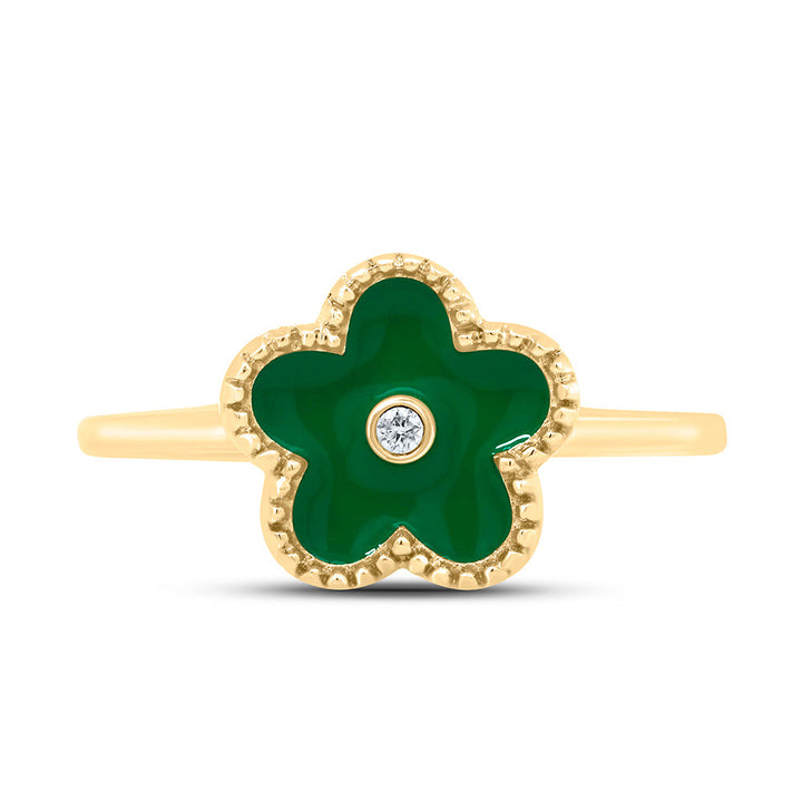 0.012CTW-NAT DIA NK GIFT FLOWER RING Daisy Joyeria