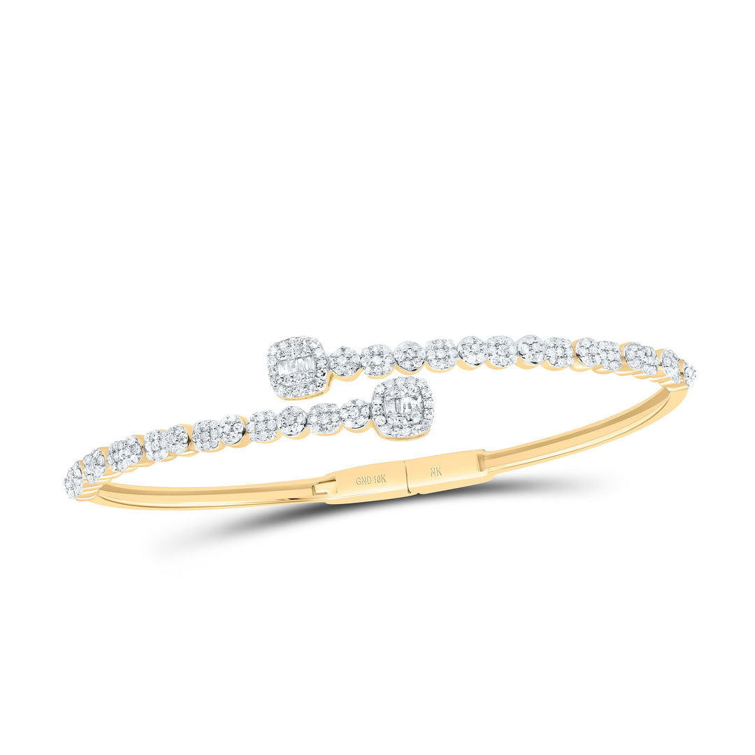 1 3/8CTW-NAT DIA NK FASHION CUSHION CUFF BANGLE (65X55MM) Daisy Joyeria