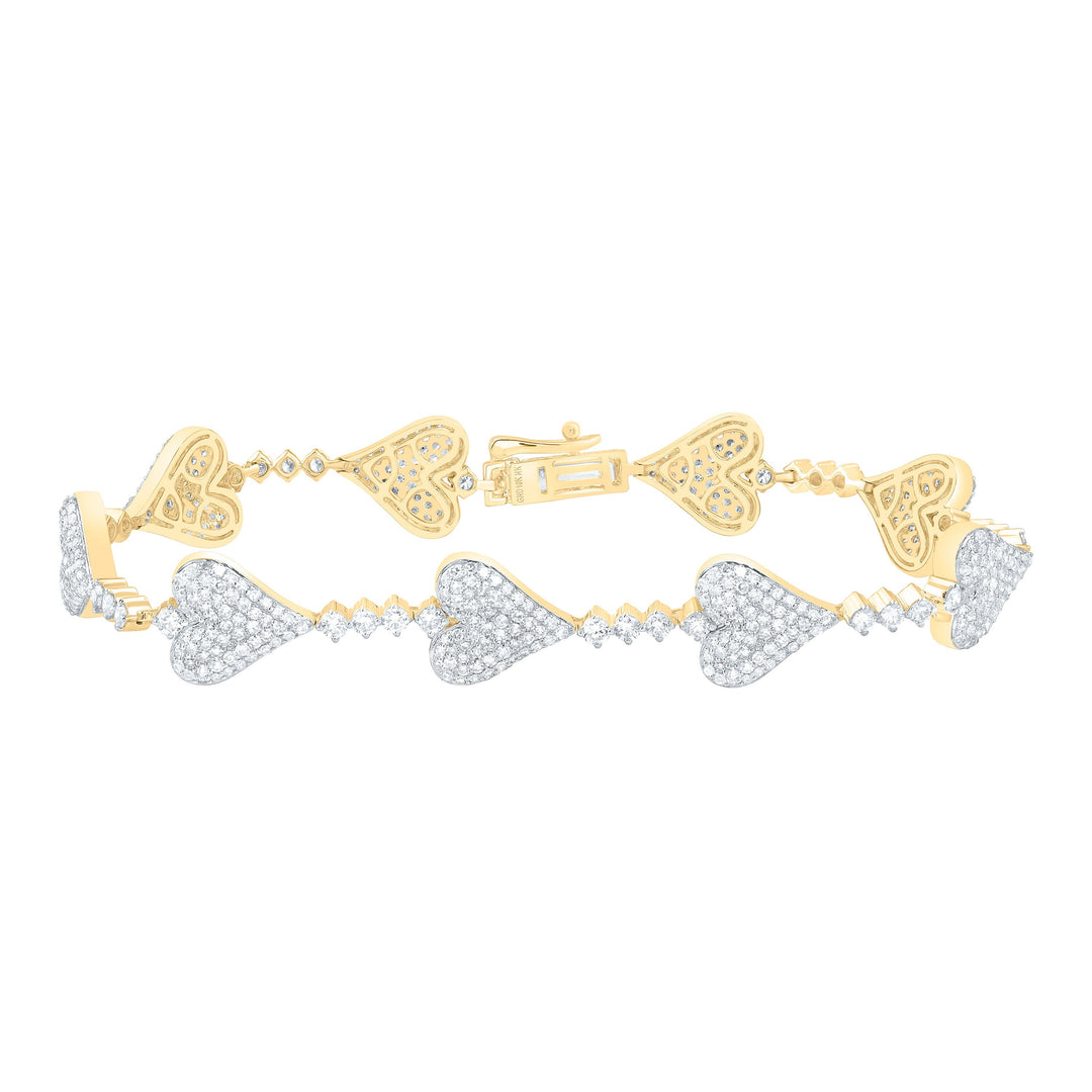 3 1/4CTW-NAT DIA NK FASHION HEART BRACELET ( 7 INCH ) Daisy Joyeria