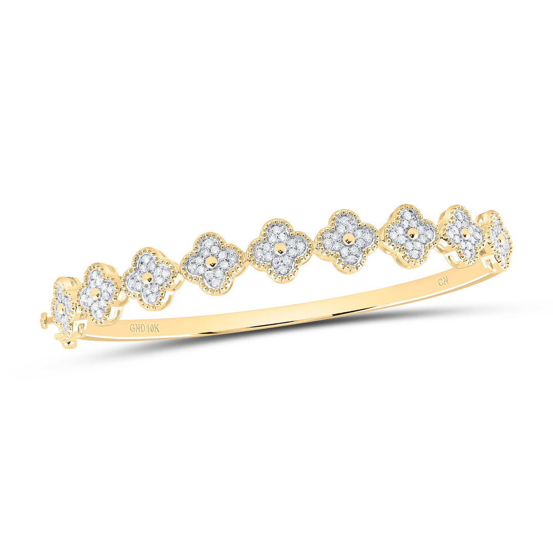3/4CTW-NAT DIA CN FASHION CLOVER BANGLE (60X48MM) Daisy Joyeria