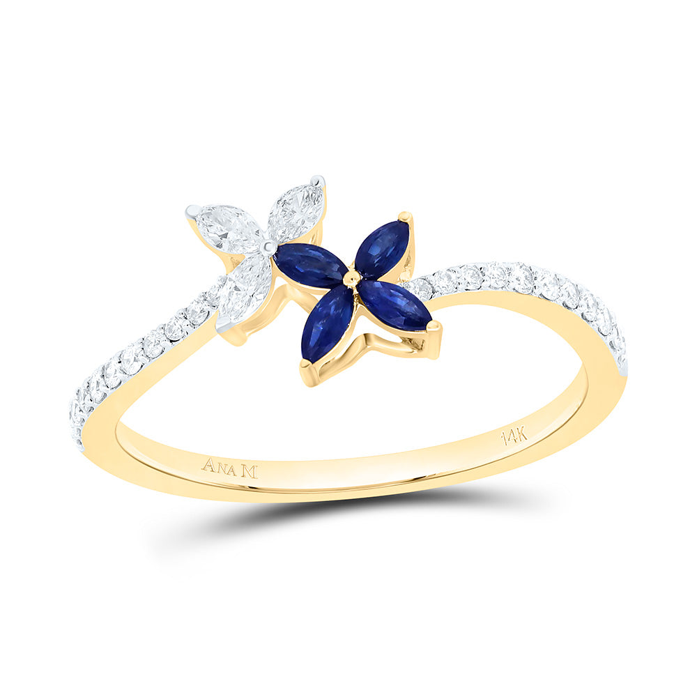 1/5CTW-NAT DIA ANA M 1/10CTW-MQ-BS NAT GEM FLOWER RING Daisy Joyeria