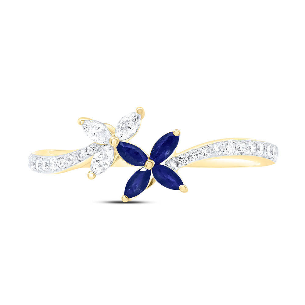 1/5CTW-NAT DIA ANA M 1/10CTW-MQ-BS NAT GEM FLOWER RING Daisy Joyeria