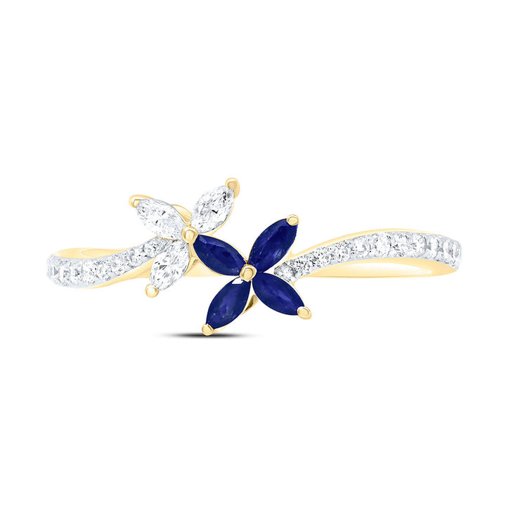 1/5CTW-NAT DIA ANA M 1/10CTW-MQ-BS NAT GEM FLOWER RING Daisy Joyeria