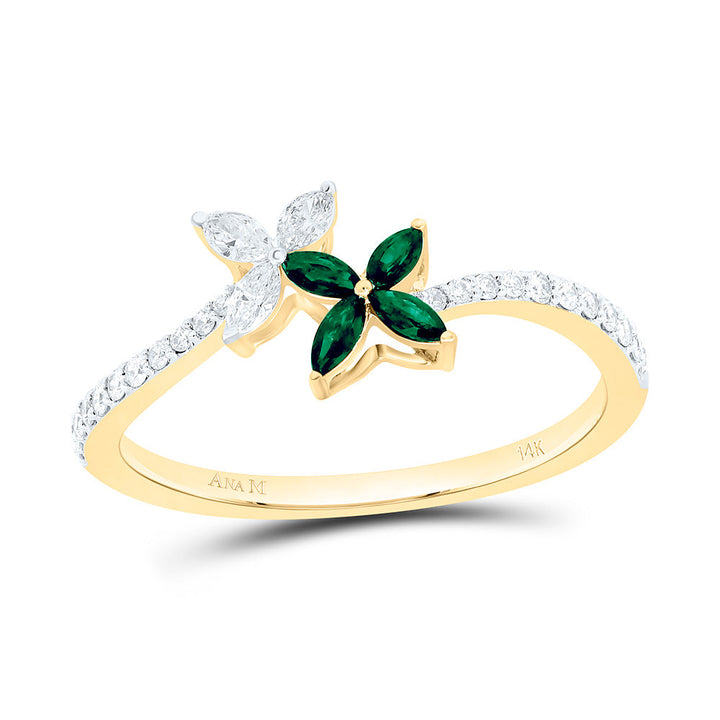 1/5CTW-NAT DIA ANA M 1/10CTW-MQ-EM NAT GEM FLOWER RING Daisy Joyeria