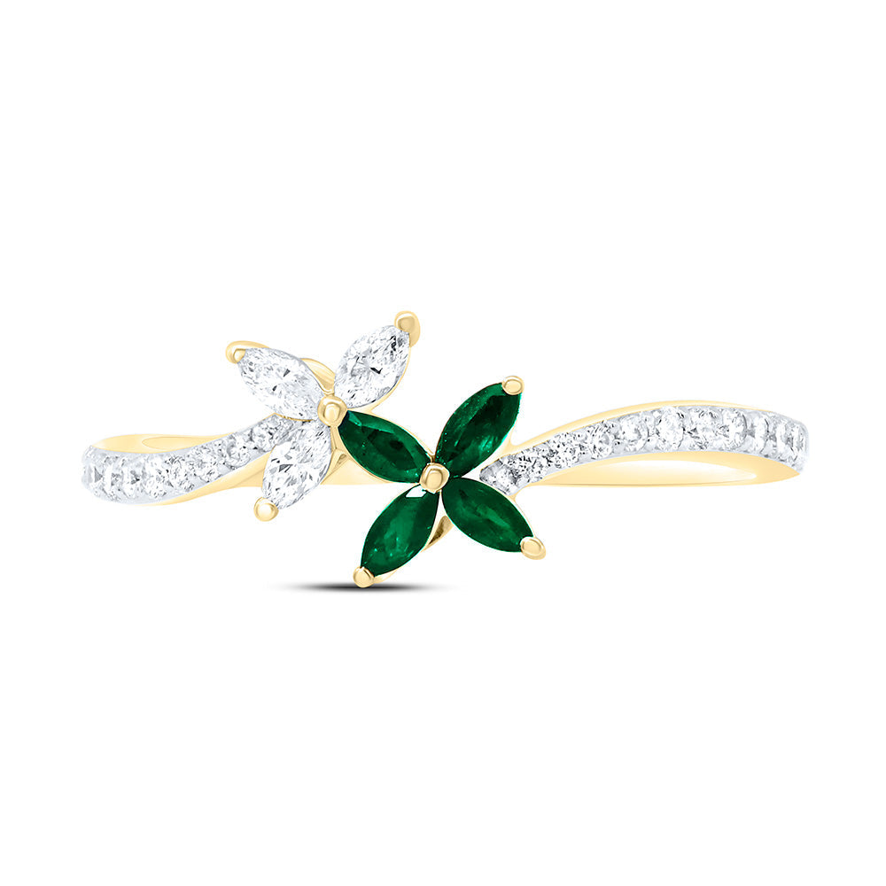 1/5CTW-NAT DIA ANA M 1/10CTW-MQ-EM NAT GEM FLOWER RING Daisy Joyeria