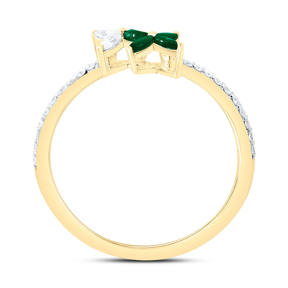 1/5CTW-NAT DIA ANA M 1/10CTW-MQ-EM NAT GEM FLOWER RING Daisy Joyeria