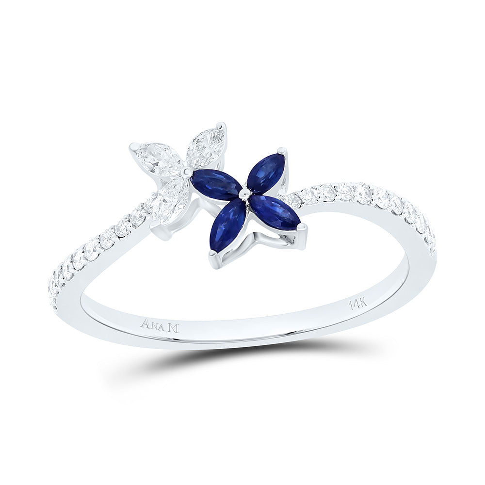 1/5CTW-NAT DIA ANA M 1/10CTW-MQ-BS NAT GEM FLOWER RING Daisy Joyeria
