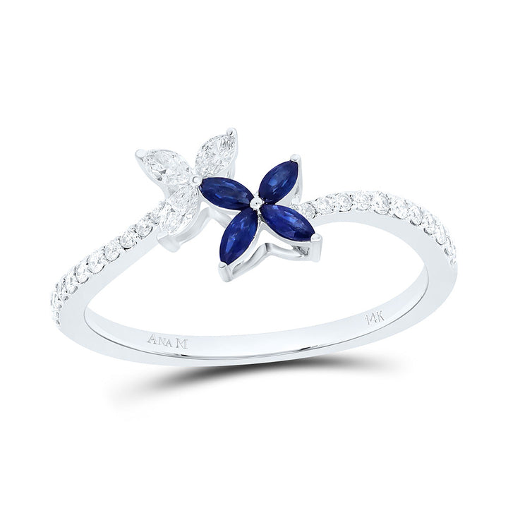 1/5CTW-NAT DIA ANA M 1/10CTW-MQ-BS NAT GEM FLOWER RING Daisy Joyeria