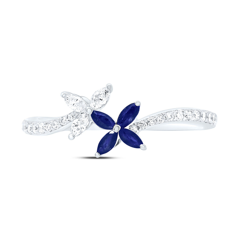 1/5CTW-NAT DIA ANA M 1/10CTW-MQ-BS NAT GEM FLOWER RING Daisy Joyeria