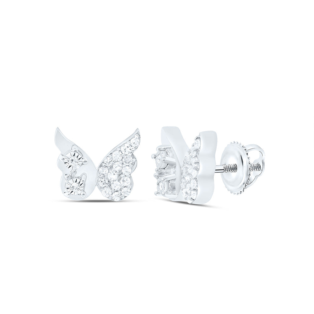 1/10CTW-NAT DIA P1 GIFT BUTTERFLY EARRING Daisy Joyeria