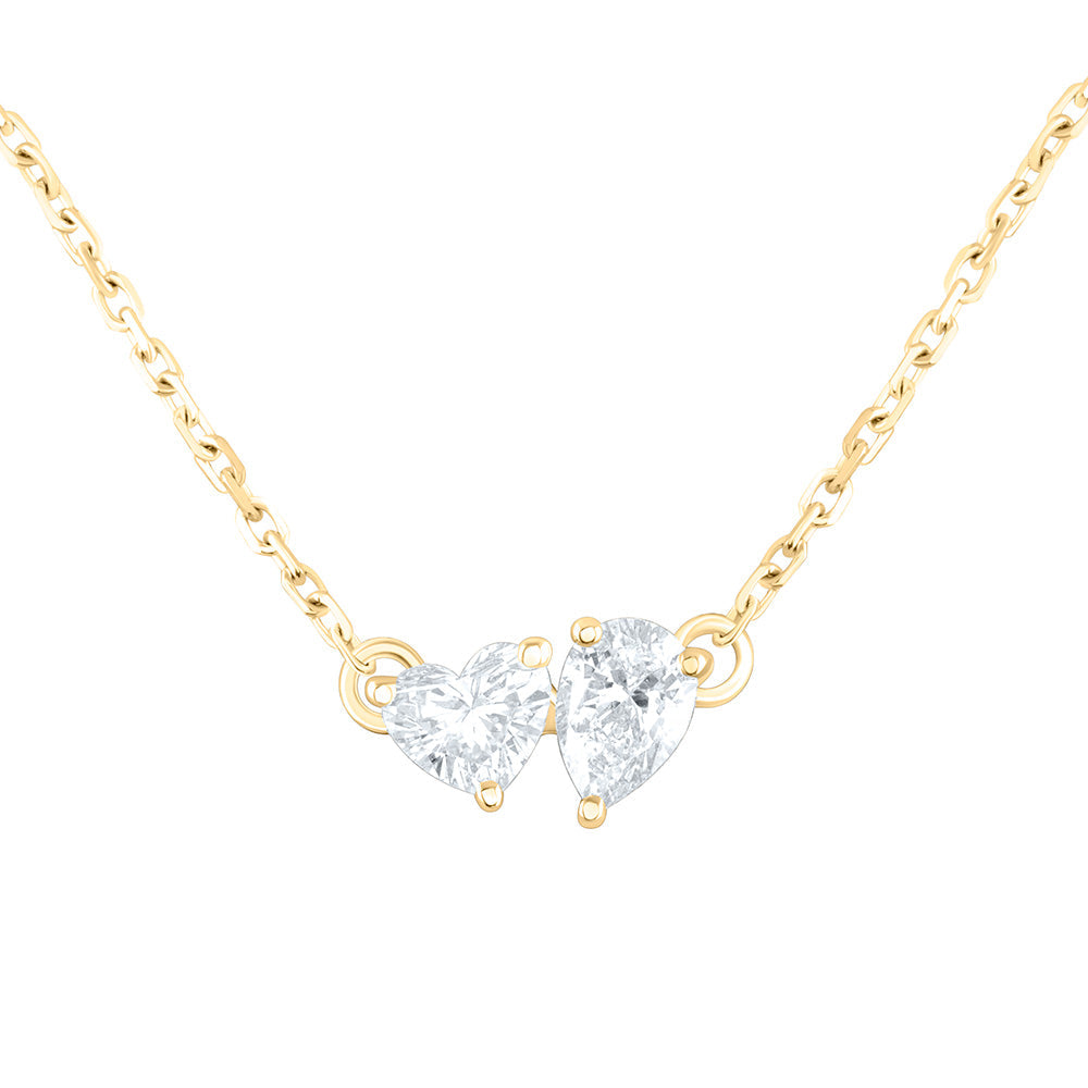 1/2CTW-NAT DIA I1-IJ 1/4CT-CHT, 1/4CT-CPS, 2 STONE NECKLACE (18 INCH) Daisy Joyeria