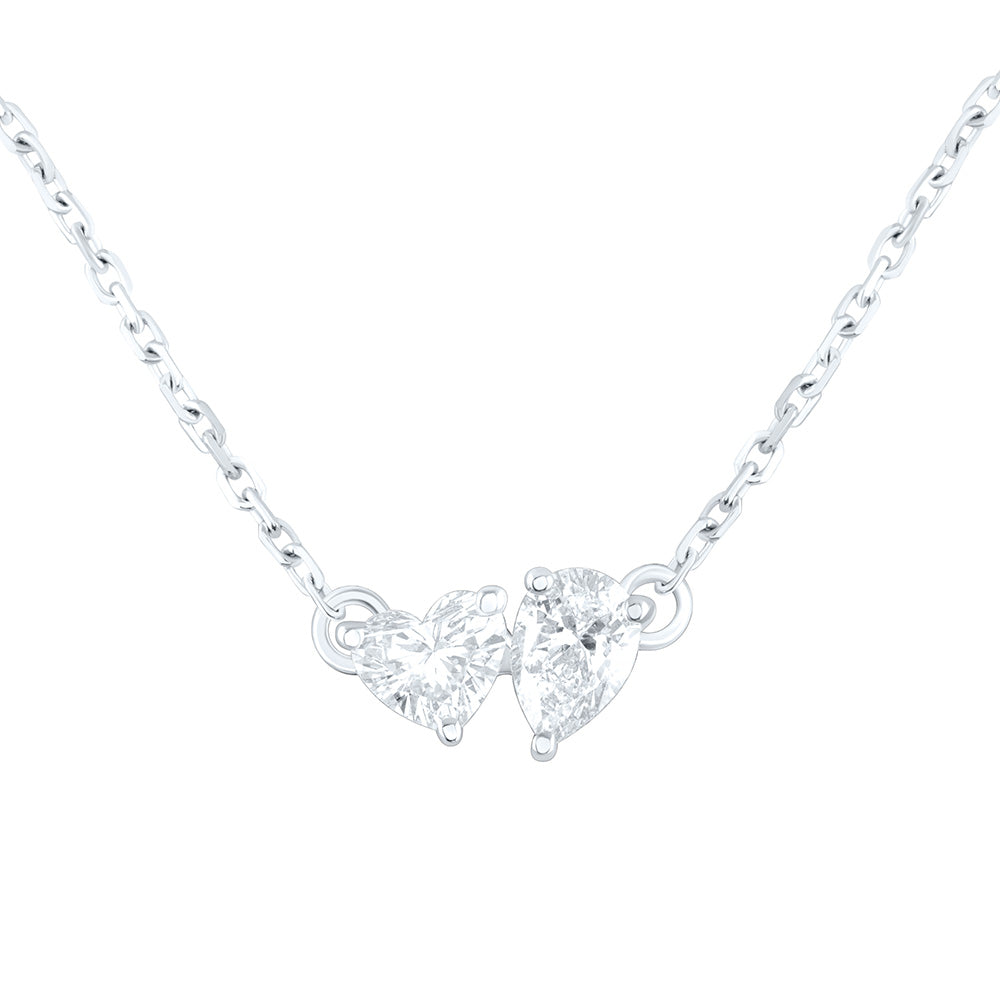 1/2CTW-NAT DIA I1-IJ 1/4CT-CHT, 1/4CT-CPS, 2 STONE NECKLACE (18 INCH) Daisy Joyeria