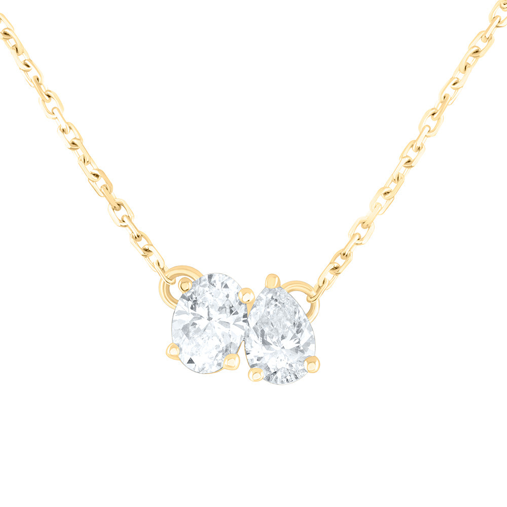1/2CTW-NAT DIA I1-IJ 1/4CT-COV, 1/4CT-CPS, 2 STONE NECKLACE (18 INCH) Daisy Joyeria