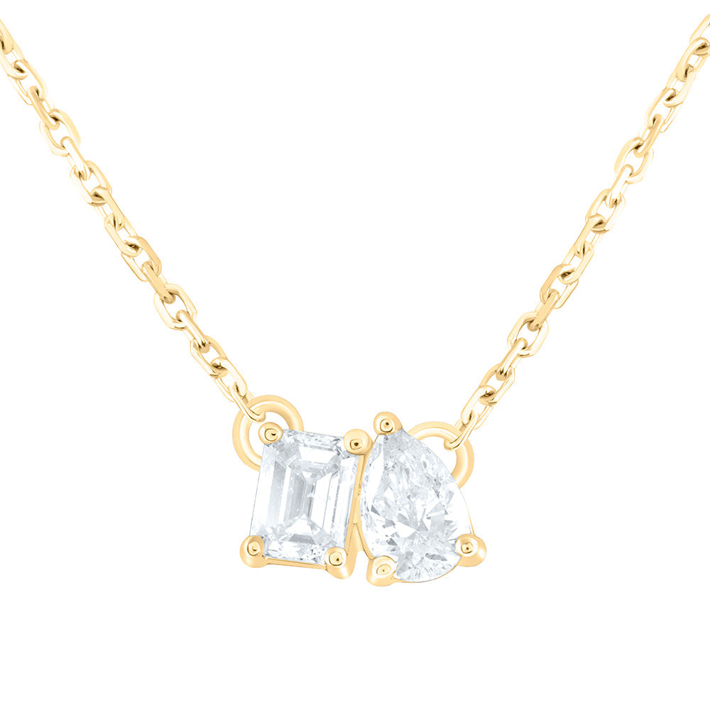 1/2CTW-NAT DIA I1-IJ 1/4CT-CEM, 1/4CT-CPS, 2 STONE NECKLACE (18 INCH) Daisy Joyeria