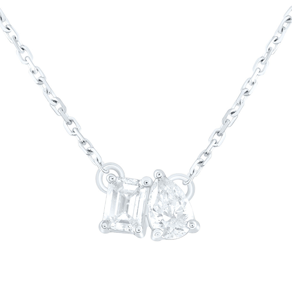1/2CTW-NAT DIA I1-IJ 1/4CT-CEM, 1/4CT-CPS, 2 STONE NECKLACE (18 INCH) Daisy Joyeria