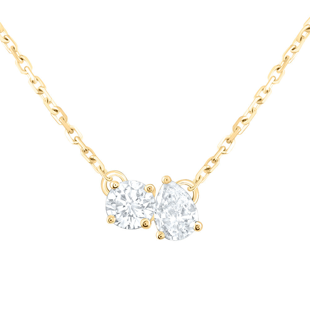 1/2CTW-NAT DIA I1-IJ 1/4CT-CRD, 1/4CT-CPS, 2 STONE NECKLACE (18 INCH) Daisy Joyeria