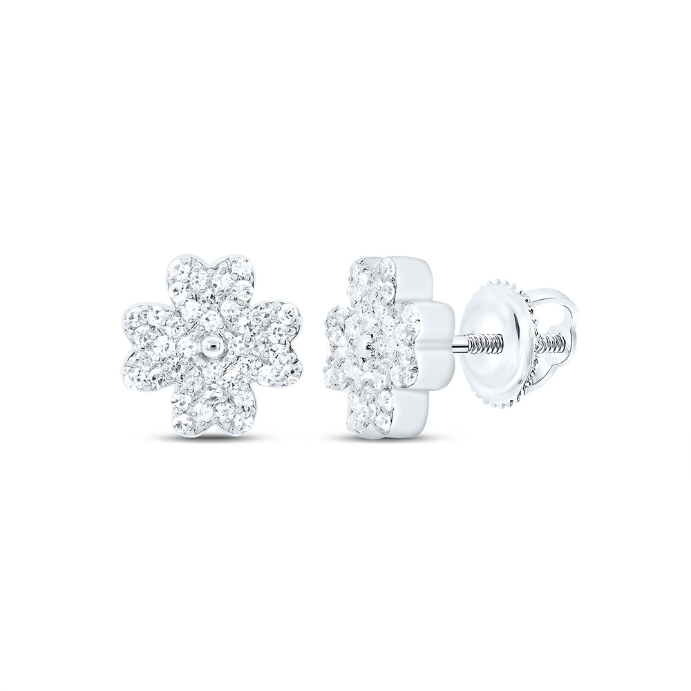 1/5CTW-NAT DIA P1 GIFT HEART FLOWER EARRING Daisy Joyeria