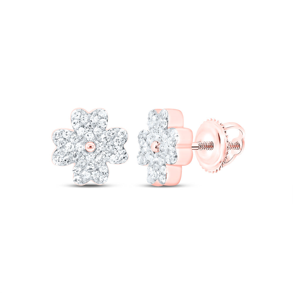 1/5CTW-NAT DIA P1 GIFT HEART FLOWER EARRING Daisy Joyeria