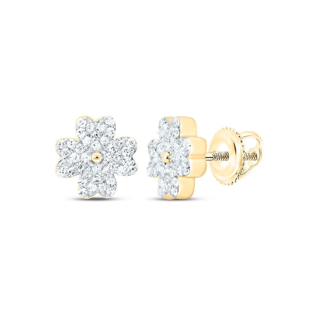 1/5CTW-NAT DIA P1 GIFT HEART FLOWER EARRING Daisy Joyeria