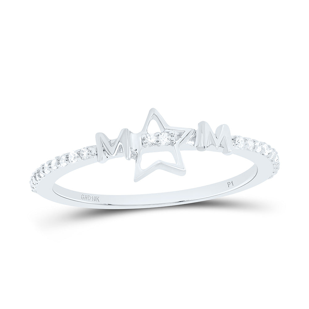 1/10CTW-NAT DIA P1 GIFT "MOM" STAR  RING Daisy Joyeria