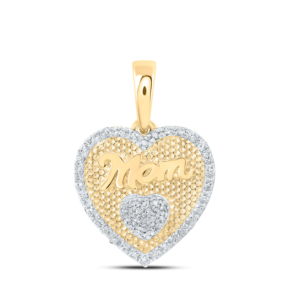 1/5CTW-NAT DIA P1 GIFT "MOM" HEART PENDANT Daisy Joyeria