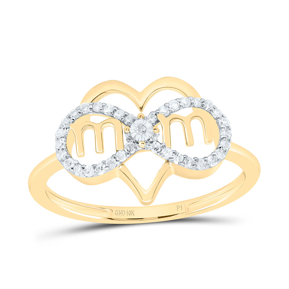 1/6CTW-NAT DIA P1 GIFT "MOM" INFINITY HEART RING Daisy Joyeria