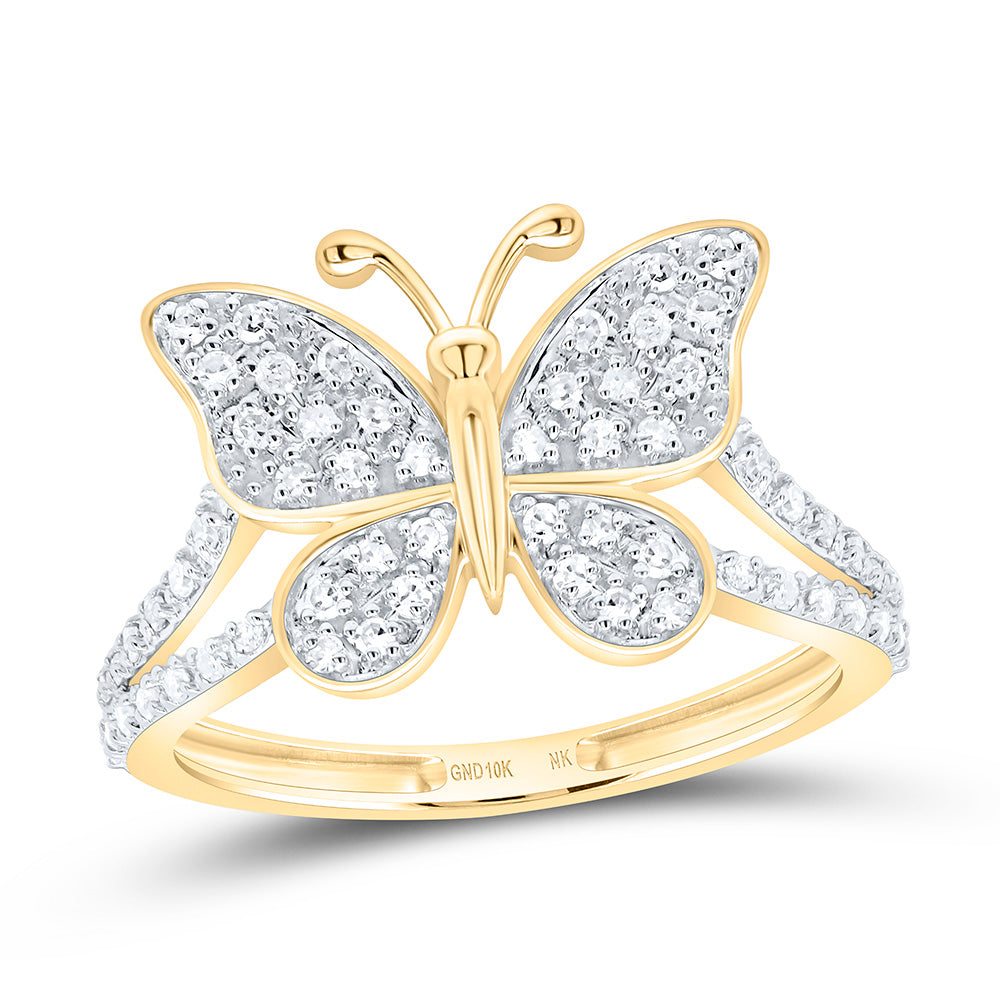 1/4CTW-NAT DIA NK FASHION BUTTERFLY RING Daisy Joyeria