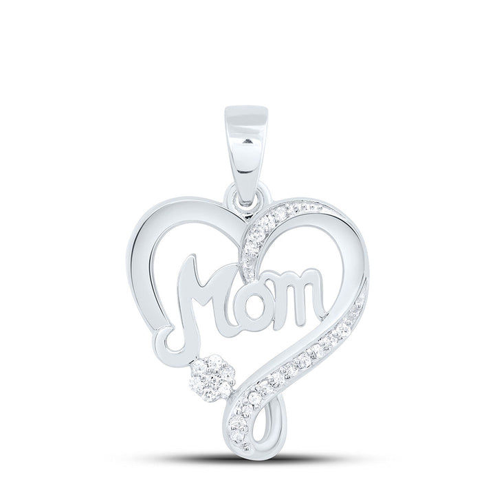 1/12CTW-NAT DIA P1 GIFT "MOM" HEART  PENDANT Daisy Joyeria