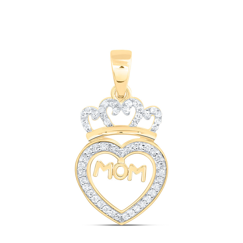 1/8CTW-NAT DIA P1 GIFT "MOM" HEART  PENDANT Daisy Joyeria