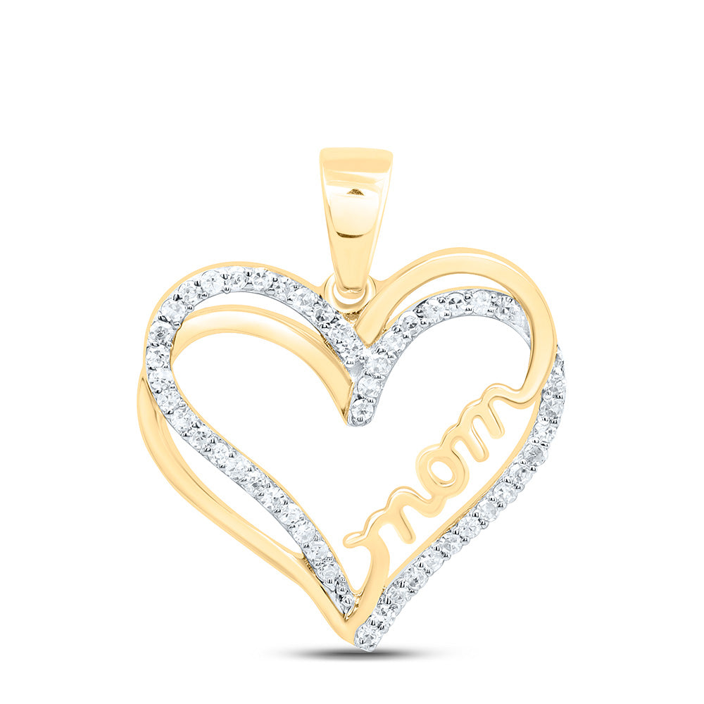 1/8CTW-NAT DIA P1 GIFT "MOM" HEART  PENDANT Daisy Joyeria